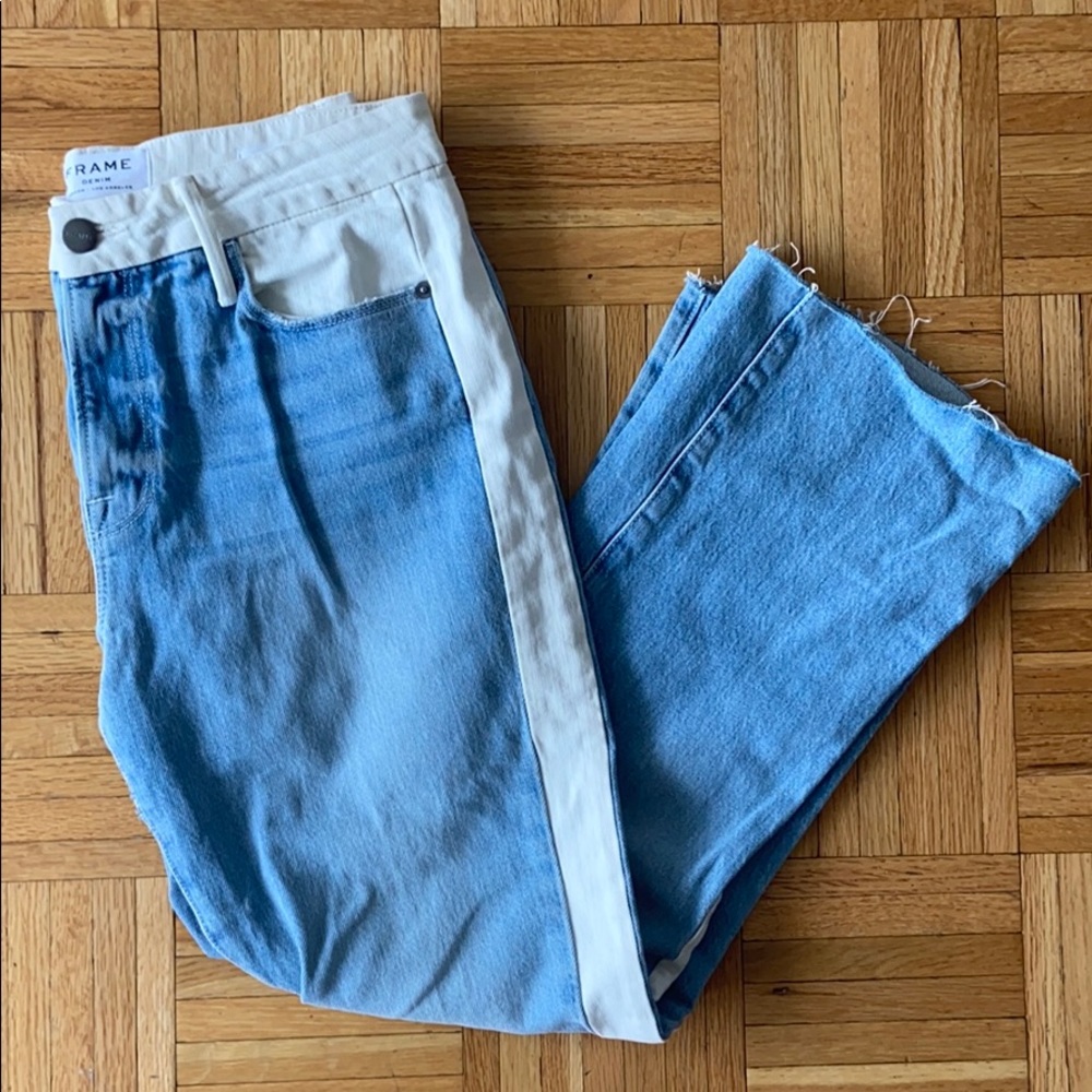 Frame blue and white jeans
